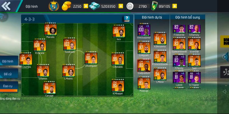 Giao diện game Vua Bóng Đá 2020